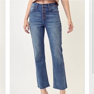 Risen High Rise Button Fly Straight Leg Jeans - Size 27